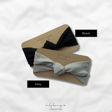 Jersey ribbed adjustable baby knot headbands in black and grey