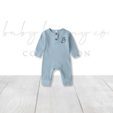 Personalized Initial Long Sleeve Button Close Onesie - Baby Bunny Co.