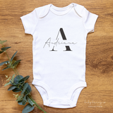 White baby custom name onesie