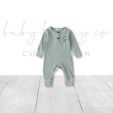 Personalized Initial Long Sleeve Button Close Onesie - Baby Bunny Co.