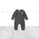 Personalized Initial Long Sleeve Button Close Onesie - Baby Bunny Co.