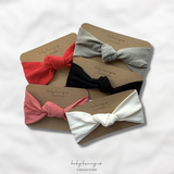 Jersey ribbed adjustable baby knot headbands in red, grey, black, white and pink