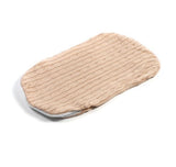 Knit swaddle wrap for strollers in tan.