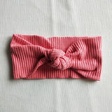 Jersey ribbed adjustable baby knot headband in pink
