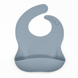 Reusable silicone bib in blue.