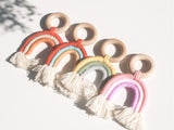 Rainbow Macramé Wooden Teether - Baby Bunny Co.