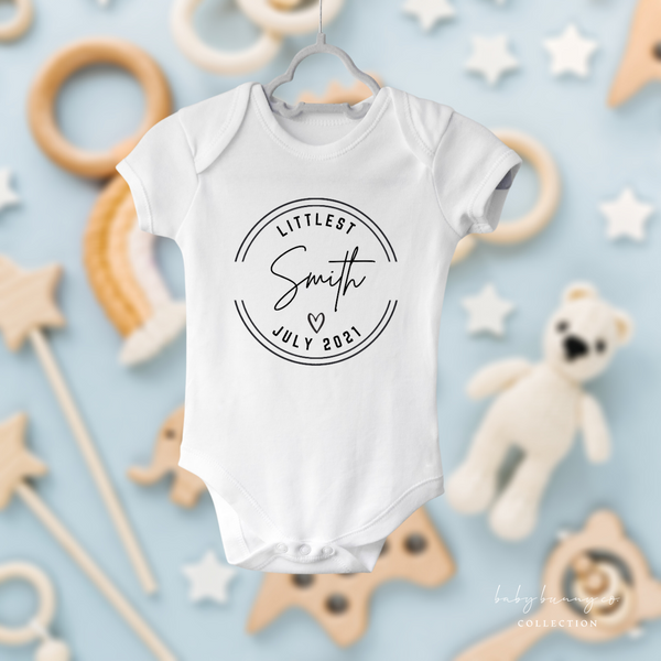 Custom pregnancy announcement baby onesie with name