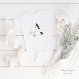 White baby custom name onesie