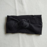 Jersey ribbed adjustable baby knot headband in black