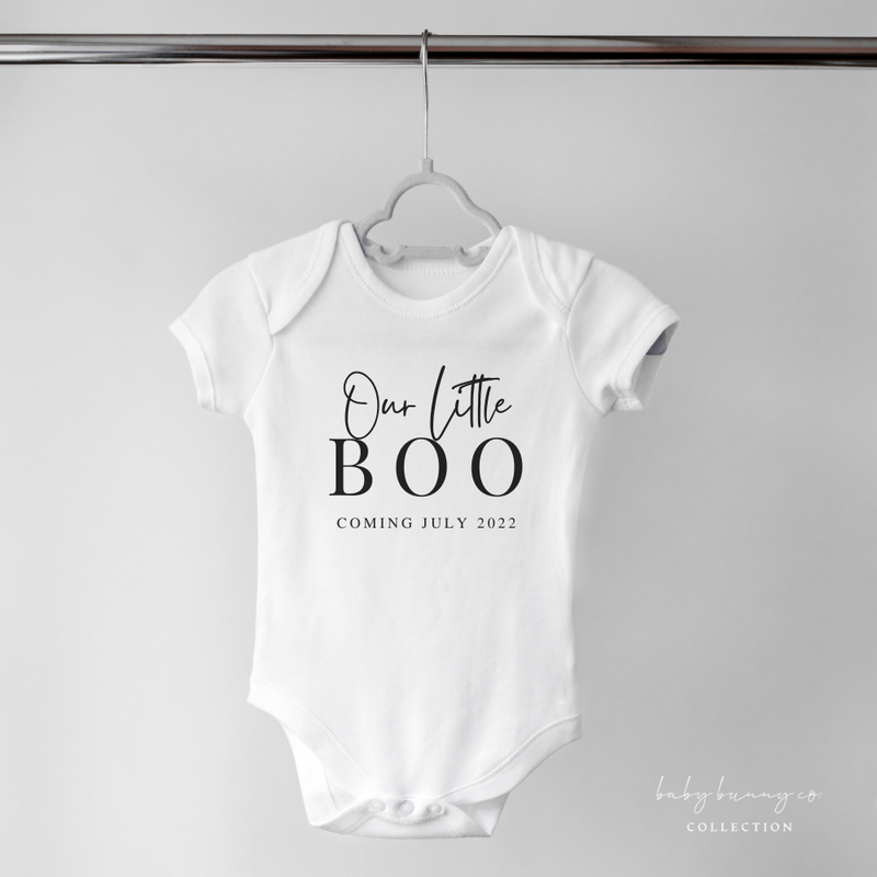 Pregnancy Announcement Onesie | Our Little Boo - Baby Bunny Co.