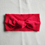 Jersey ribbed adjustable baby knot headband in red