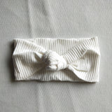 Jersey ribbed adjustable baby knot headband in white