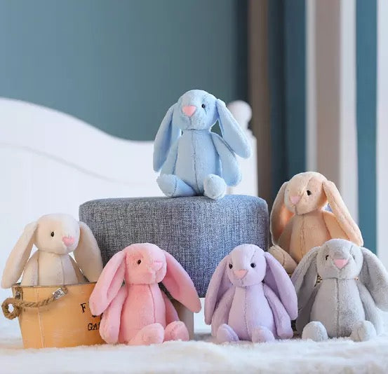 Bashful Bunny Plush Toy - Baby Bunny Co. Blue Brown Grey Pink Beige Bunny Rabbit Plush toy