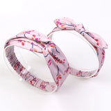 Mommy and baby matching headband set in pink floral print.