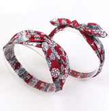 Mommy and baby matching headband set in red and white floral print.